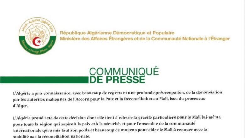 L’Algérie a appelé le Mali à privilégier la paix et la réconciliation,