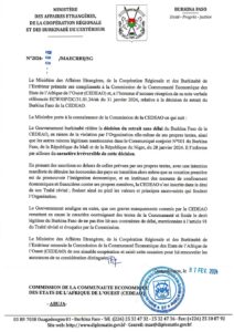 Le Burkina Faso confirme sa sortie immédiate de la CEDEAO