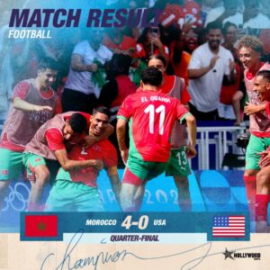 L'équipe marocaine a battu les favoris américains pour se qualifier pour les demi-finales des Jeux Olympiques de Paris 2024.