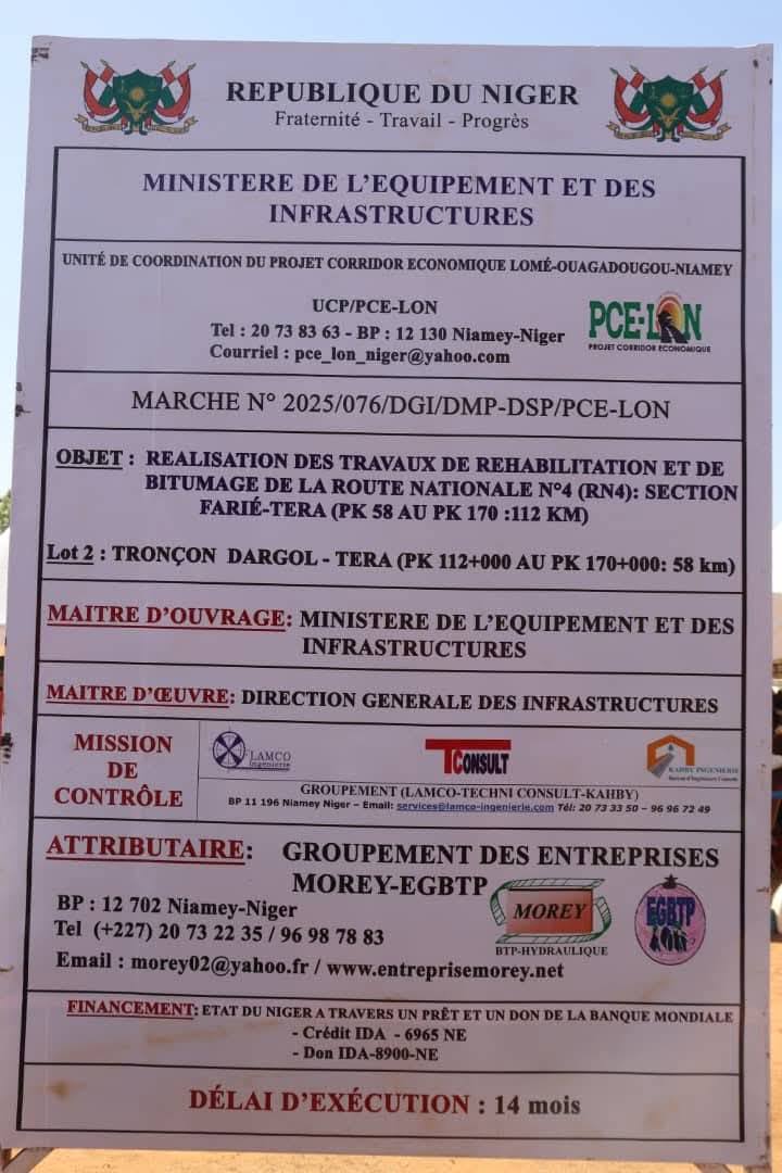 Le Niger lance les travaux de modernisation de la RN4 à Téra, pour relancer les échanges régionaux et dynamiser l’économie locale.